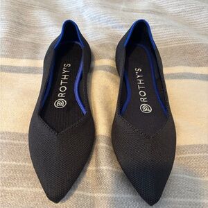 Rothy's Black Pointy Toe Slip On Ballet Flats Women Shoes Size 6.5